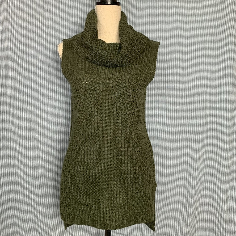 Dark Green Sleeveless Sweater Vest / Sleeveless Knit Tunic / Green Sweater Dress